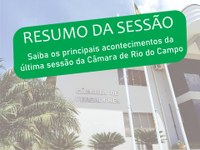 RESUMO DA TRIGÉSIMA NONA SESSÃO ORDINÁRIA